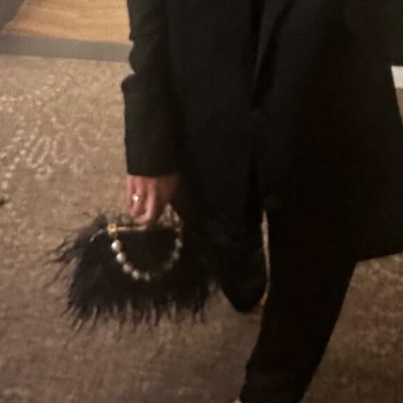 Neiman Marcus Real Natural Ostrich Feather Evening Clutch - Picture 2 of 5